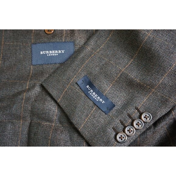 Burberry London Brown Plaid Silk Linen Sport Coat Jacket Sz 40L 50EU BRAND NEW